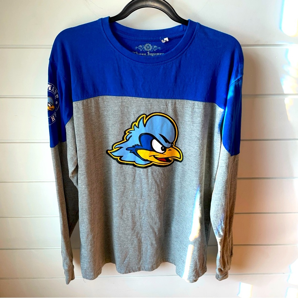DELAWARE BLUE‎ HEN THREE SQUARE ADULT SIZE M LONG SLEEVE COLOR BLOCK SHIRT